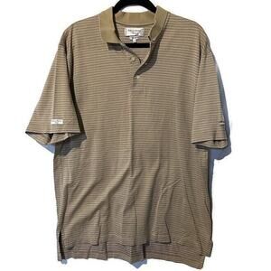 Izod International Tour Men's Tan and Brown Short Sleeve Golf Polo Size Large